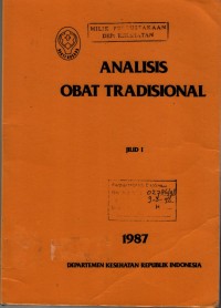 Analisis obat tradisional jilid 1